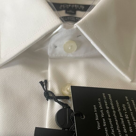 Jones New York Men's Solid Premium Dress Shirt - White - Large 16.5 - 32/33 - Picture 5 of 6